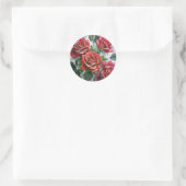 Waterverf rozen met groene bladeren ronde sticker (Tas)