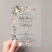 Waterverf Rozen met Vlinder Baby shower Acryl Uitnodigingen (Insitu (Draagbaar))