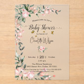 Waterverf Rozen met Vlinder Baby shower Acryl Uitnodigingen (Voorkant)