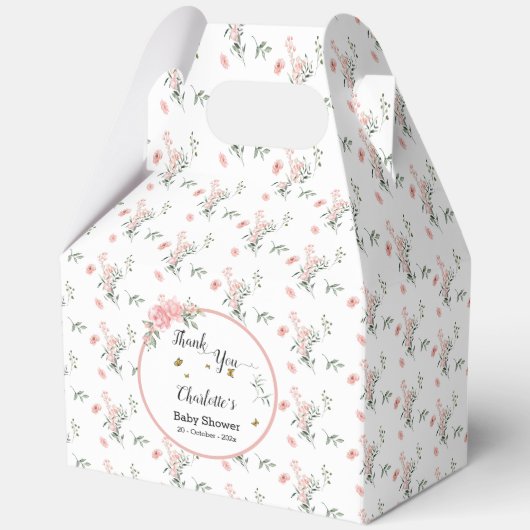 Waterverf Rozen met Vlinders Baby shower Bedankdoosjes (Voorkant)