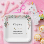 Waterverf Rozen met Vlinders Baby shower Papieren Bordje (Feest)