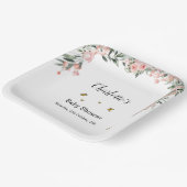 Waterverf Rozen met Vlinders Baby shower Papieren Bordje (Gebogen)