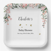 Waterverf Rozen met Vlinders Baby shower Papieren Bordje (Voorkant)