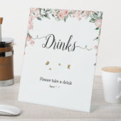 Waterverf Rozen met vlinders Drinken Reclamebord Met Voetstuk (Insitu)