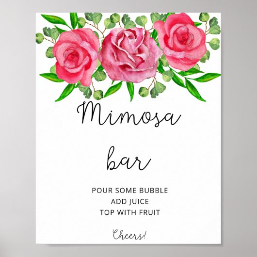 Waterverf rozen mimosa poster (Voorkant)