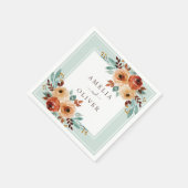 Waterverf Rozen Mint Groene bruiloft Servet (Hoek)