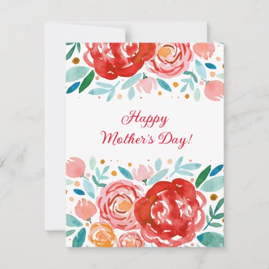 Waterverf rozen Moederdag Kaart (Voorkant)