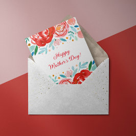 Waterverf rozen Moederdag Kaart