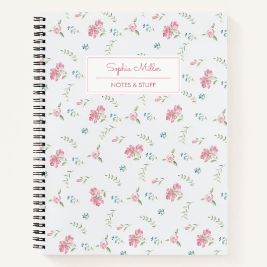  Waterverf Rozen Monogram Jouw naam Notitieboek (Voorkant)