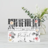 waterverf rozen muziekrecital kaart (Staand voorkant)