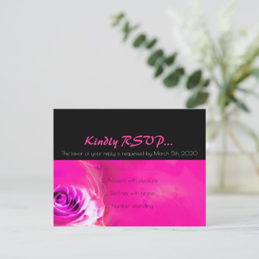 WATERVERF ROZEN NEON Bat Mitzvah RSVP-kaart RSVP Kaartje (Staand voorkant)