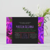 WATERVERF ROZEN NEON Joods Baby Naming Kaart (Staand voorkant)