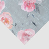 waterverf rozen op blauw oude muziek blad textuur tissuepapier (Detail)