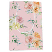 Waterverf Rozen op Blush Pink Medium Cadeauzakje (Voorkant)