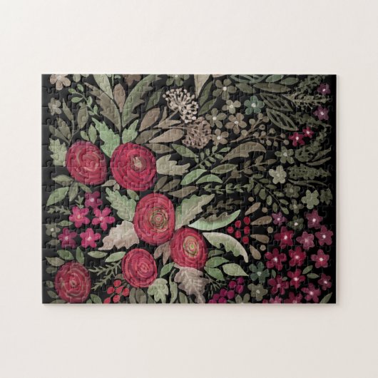Waterverf rozen op een zwarte achtergrond, waterve legpuzzel (Horizontaal)