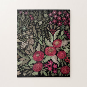 Waterverf rozen op een zwarte achtergrond, waterve legpuzzel