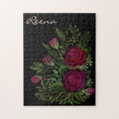 Waterverf rozen op een zwarte achtergrond, waterve legpuzzel (Verticaal)