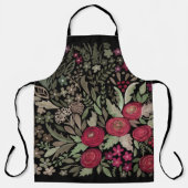 Waterverf rozen op een zwarte achtergrond, waterve schort (Voorkant)