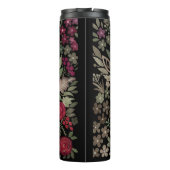 Waterverf rozen op een zwarte achtergrond, waterve thermosbeker (Achterkant)