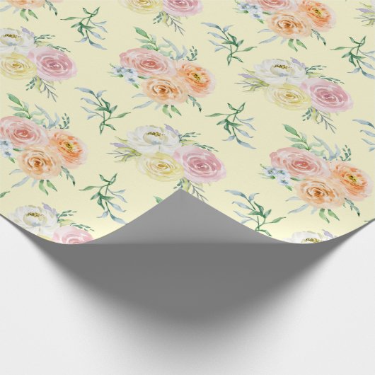 Waterverf Rozen op geel inpakpapier (Hoek)