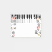 waterverf rozen op grijs gebladerte piano post-it® notes (Voorkant)