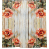 Waterverf Rozen op hout Douchegordijn (Voorkant)
