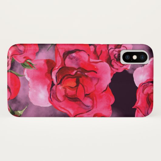 Waterverf Rozen op zwart Case-Mate iPhone Case (Achterkant (horizontaal))