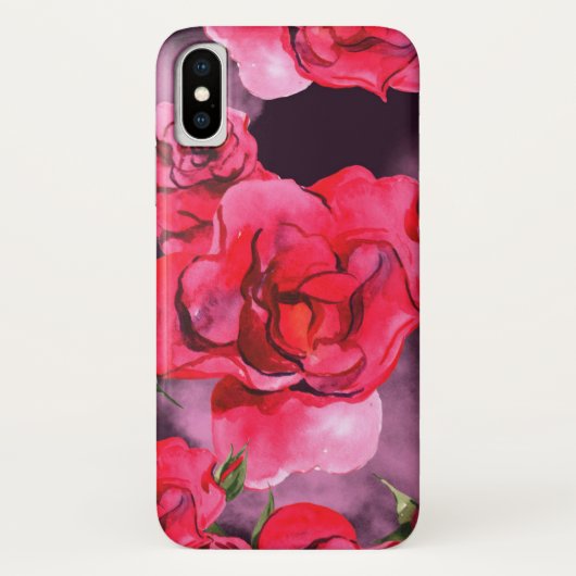 Waterverf Rozen op zwart Case-Mate iPhone Case (Achterkant)