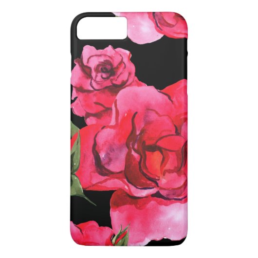 Waterverf Rozen op zwart Case-Mate iPhone Case (Achterkant)