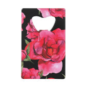 Waterverf Rozen op zwart Creditkaart Flessenopener (Voorkant)