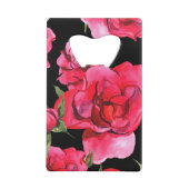 Waterverf Rozen op zwart Creditkaart Flessenopener (Achterkant)