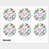 Waterverf Rozen Paarse Mauve Dank u Ronde Sticker (Vel)