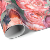 Waterverf Rozen — Papierrol oppakken Cadeaupapier (Rol Hoek)