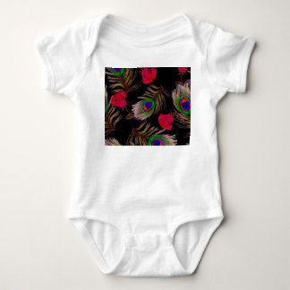 Waterverf rozen, pauwenveren, decoratief. romper