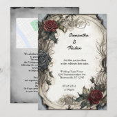 Waterverf Rozen Perkament Gothic Bruiloft Kaart (Voorkant / Achterkant)