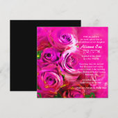 WATERVERF ROZEN PINK NEON Bat Mitzvah Kaart (Voorkant / Achterkant)