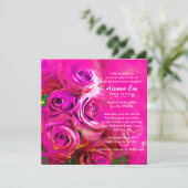 WATERVERF ROZEN PINK NEON Bat Mitzvah Kaart (Staand voorkant)