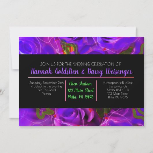 WATERVERF ROZEN PINK NEON Weddenschap Kaart (Voorkant)