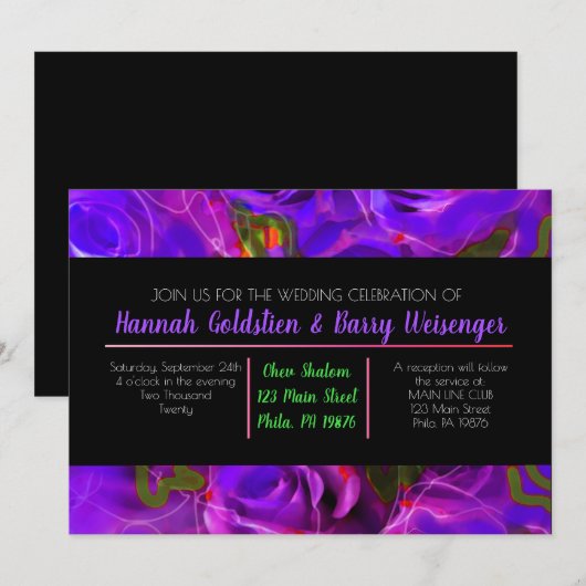 WATERVERF ROZEN PINK NEON Weddenschap Kaart (Voorkant / Achterkant)