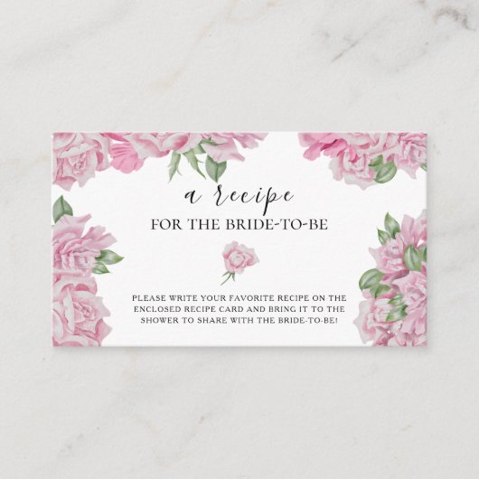 Waterverf rozen - Recept voor de bruid te zijn Informatiekaartje (Voorkant)