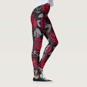 Waterverf rozen, rode rozen op zwart leggings (Rechts)
