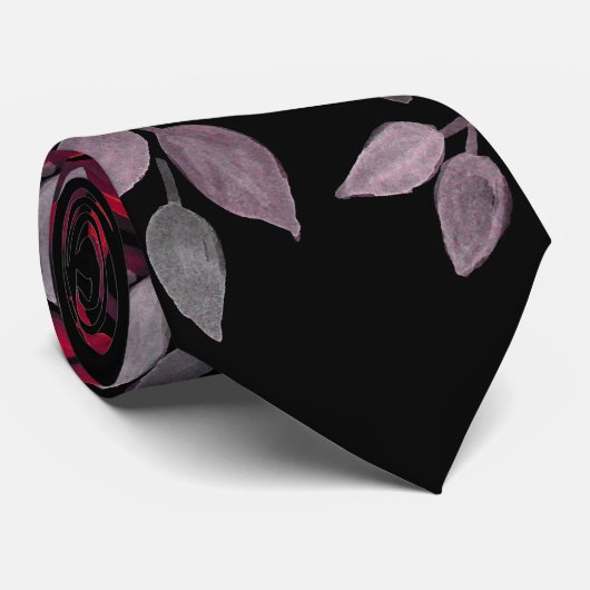 Waterverf rozen, rode rozen op zwart stropdas (Opgerold)