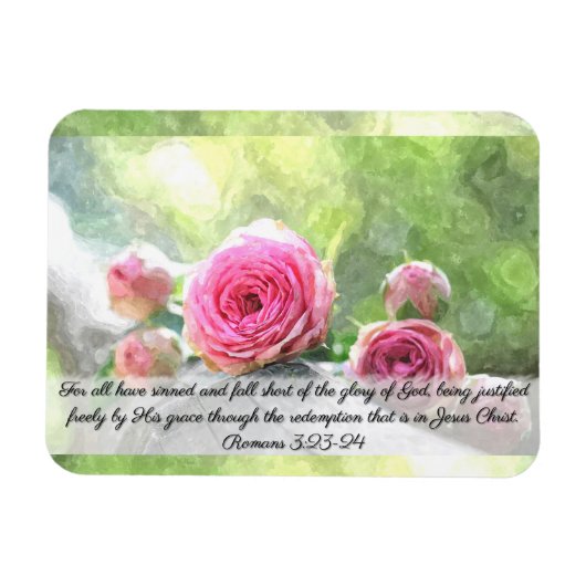 Waterverf Rozen Romeinen 3:23 & 24 Magnet Magneet (Horizontaal)