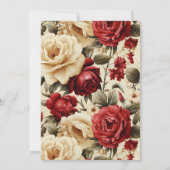  Waterverf Rozen rood ivoor groen bruiloft Kaart (Achterkant)
