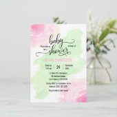 Waterverf Rozen Roze en Mint Groen Baby shower Kaart (Staand voorkant)