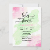 Waterverf Rozen Roze en Mint Groen Baby shower Kaart (Voorkant)