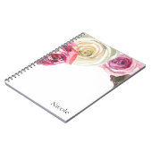 Waterverf Rozen Roze en Witte Chic Floral Glam Notitieboek (Linkerzijde)