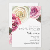 Waterverf Rozen Roze en Witte grafische Vrijgezell Kaart (Voorkant / Achterkant)