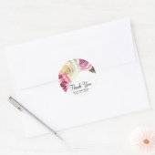 Waterverf Rozen Roze en Witte grafische Vrijgezell Ronde Sticker (Envelop)