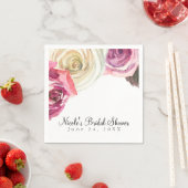 Waterverf Rozen Roze en Witte grafische Vrijgezell Servet (Insitu)